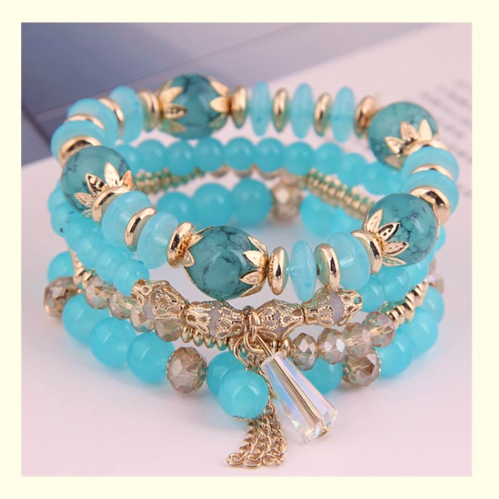 Bohemian Ethnic Style Bracelet Female Cross-Border Multi-Layer Beaded Crystal